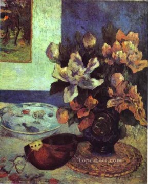 Paul Gauguin Painting - Naturaleza muerta con mandolina Postimpresionismo flor Paul Gauguin